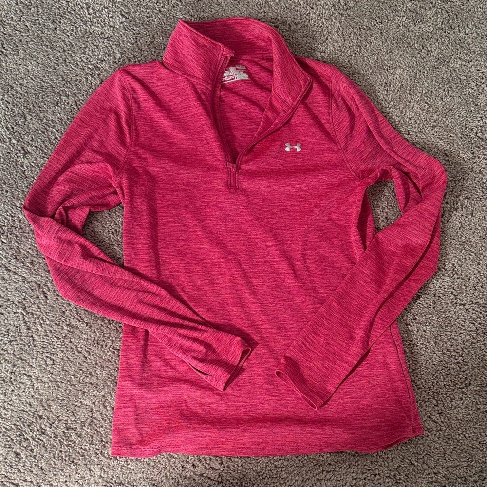 Under Armour Women's Heathered Pink 1/4 Zip Pullover
